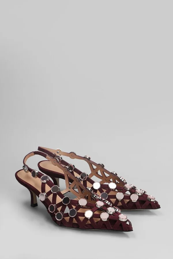 Grid Pumps In Bordeaux Suede - Image 2