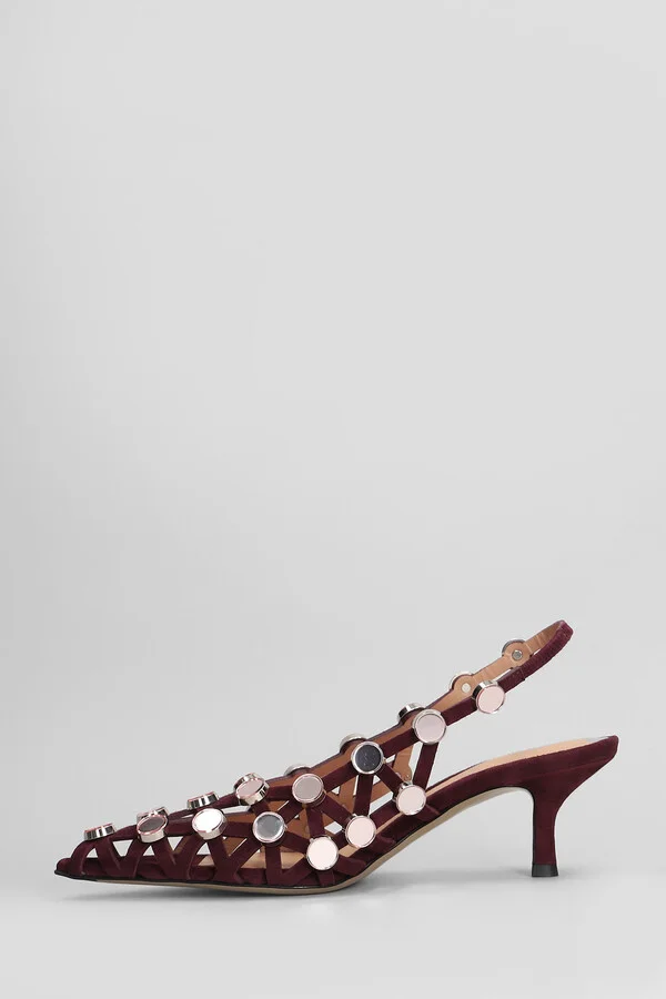 Grid Pumps In Bordeaux Suede - Image 3