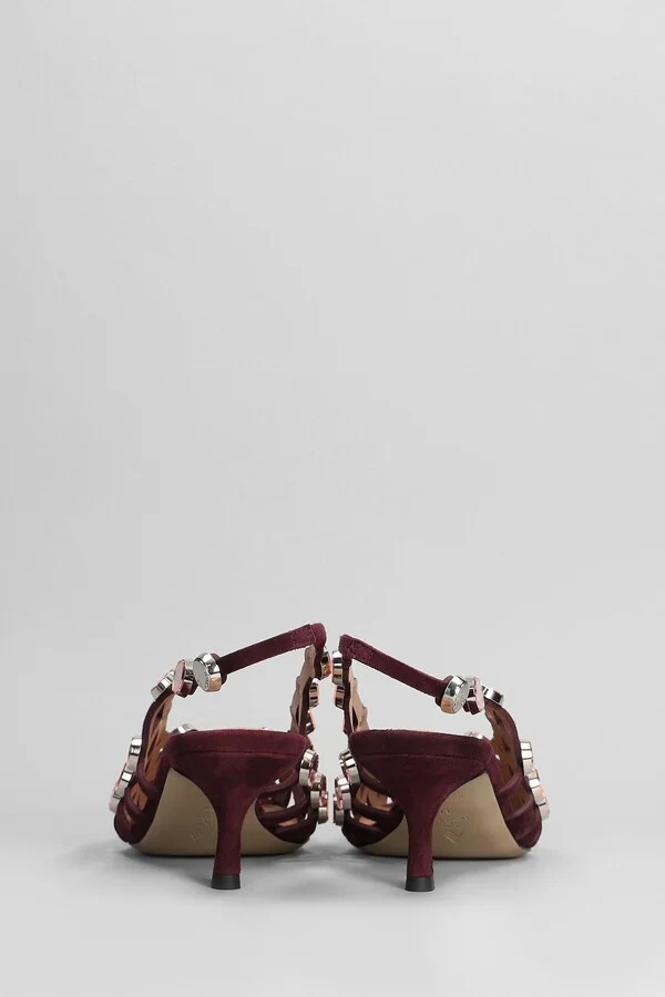 Grid Pumps In Bordeaux Suede - Image 4