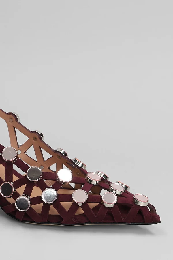 Grid Pumps In Bordeaux Suede - Image 5