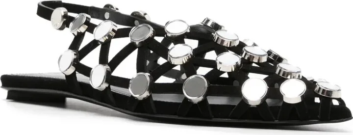 Grid rhinestone-embellished ballerina shoes - Image 2