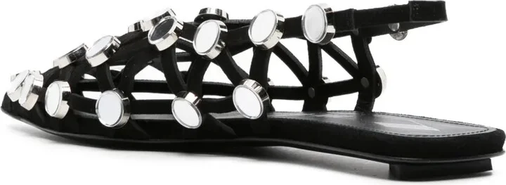 Grid rhinestone-embellished ballerina shoes - Image 3