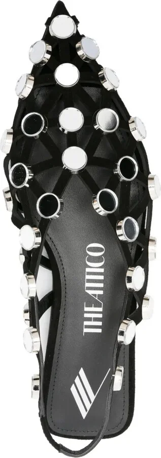 Grid rhinestone-embellished ballerina shoes - Image 4