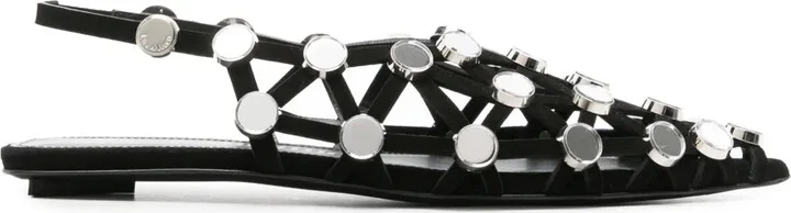 Grid rhinestone-embellished ballerina shoes