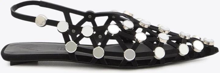 Grid Suede Slingback Flats