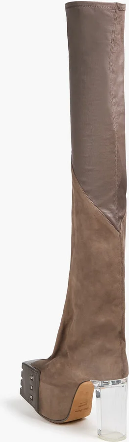 Grilled leather and suede platform over-the-knee boots - Image 3