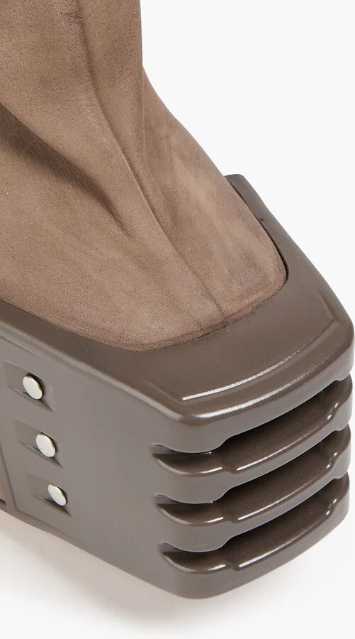 Grilled leather and suede platform over-the-knee boots - Image 4