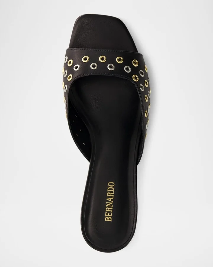 Grommet Leather Slide Mule Sandals - Image 4
