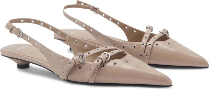 Grommet Pointed Toe Slingback Pump