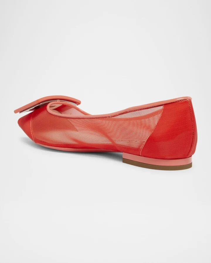 Grommettine Mesh Net Buckle Ballerina Flats - Image 3