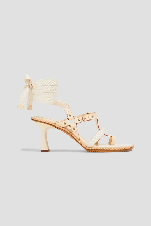 Grosgrain and leather sandals