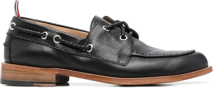 Grosgrain-Loop Trim Lace-Up Shoes