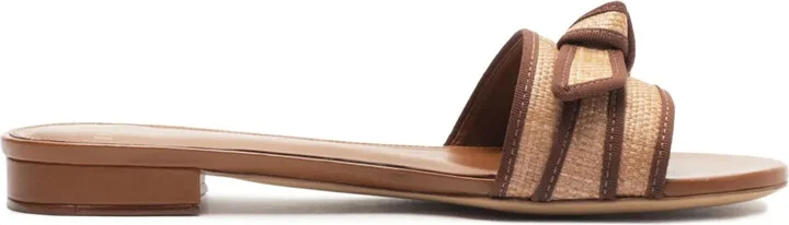 Grosgrain-Trim Raffia Sandals