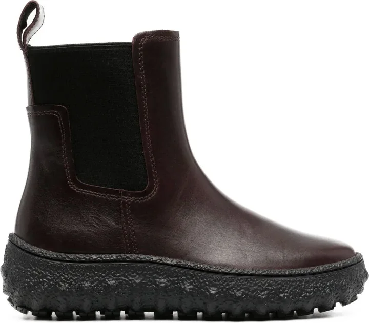 Ground leather ankle boots