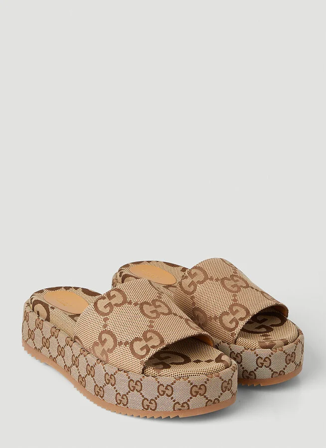 Gucci Angelina Gg Platform Slides - Woman Slides Beige Eu - 39 - Image 2