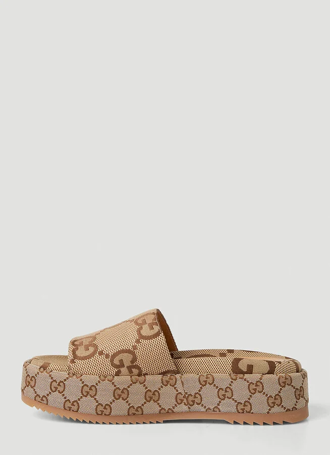 Gucci Angelina Gg Platform Slides - Woman Slides Beige Eu - 39 - Image 3