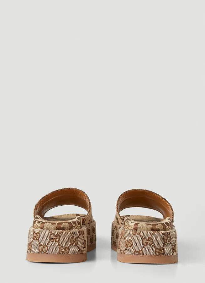 Gucci Angelina Gg Platform Slides - Woman Slides Beige Eu - 39 - Image 4