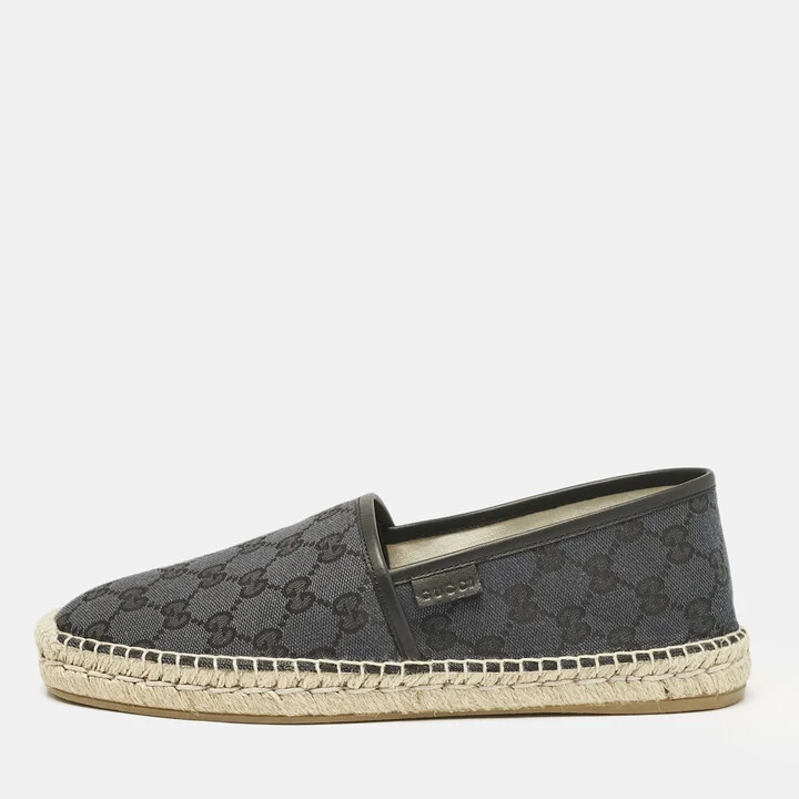 Gucci Black/Blue GG Canvas and Leather Espadrille Flats Size 42