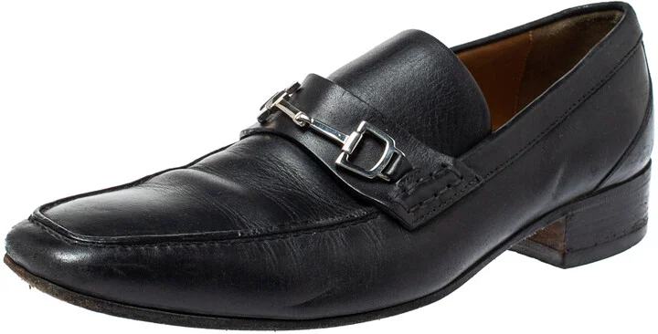 Gucci Black Horsebit Leather Loafers Size 39.5