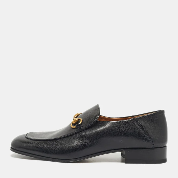 Gucci Black Leather Horsebit Foldable Loafers Size 43