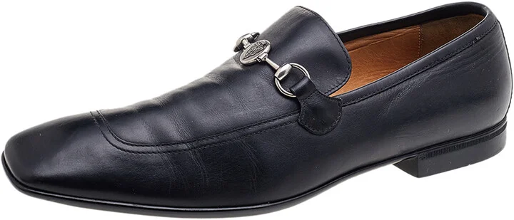 Gucci Black Leather Hysteria Horsebit Slip On Loafers Size 43.5