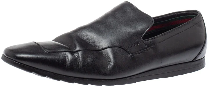 Gucci Black Leather Slip On Loafers Size 43.5