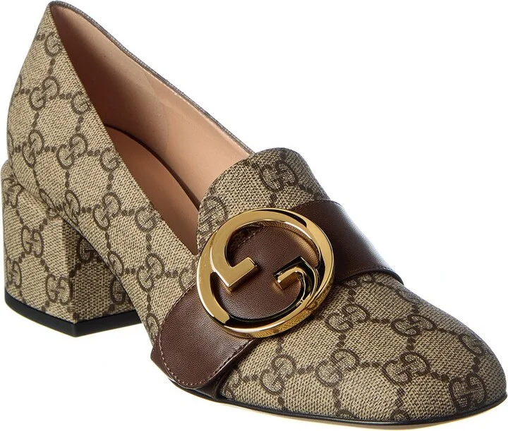 Gucci Blondie Gg Supreme Canvas & Leather Pump