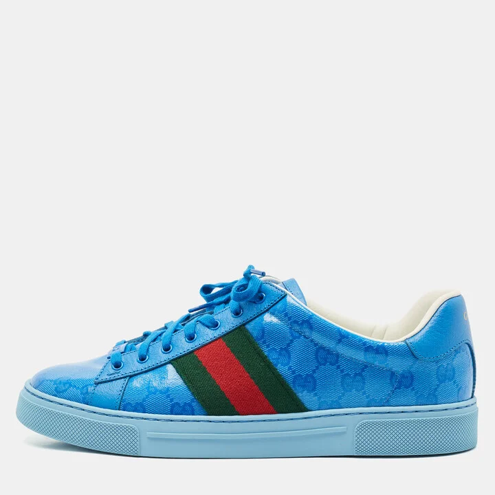 Gucci Blue GG Crystal Canvas Ace Sneakers Size 42