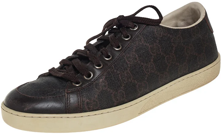 Gucci Brown Guccissima Coated Canvas and Leather Low Top Sneakers Size 39