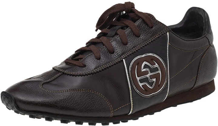 Gucci Brown Leather Low Top Sneakers Size 45