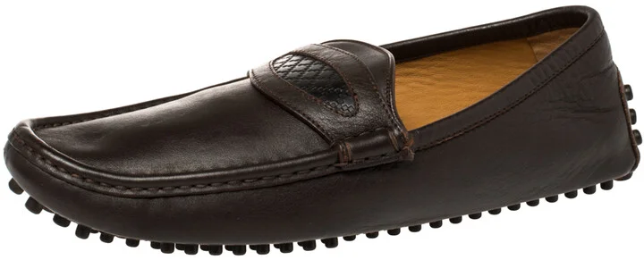 Gucci Brown Leather Slip On Loafers Size 41