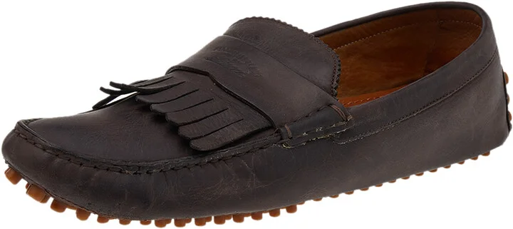 Gucci Brown Leather Slip on Loafers Size 43.5