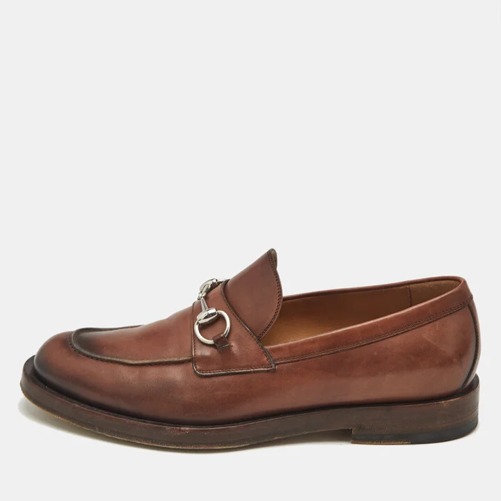 Gucci Brown Ombre Leather Horsebit Loafers Size 42