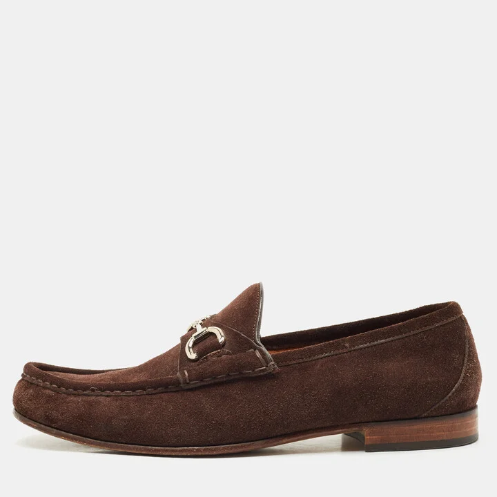 Gucci Brown Suede Horsebit Loafers Size 41.5