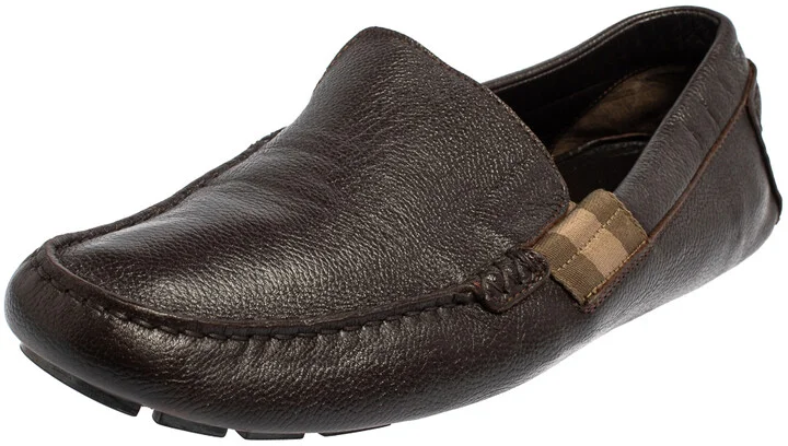 Gucci Dark Brown Leather Slip On Loafers Size 43.5