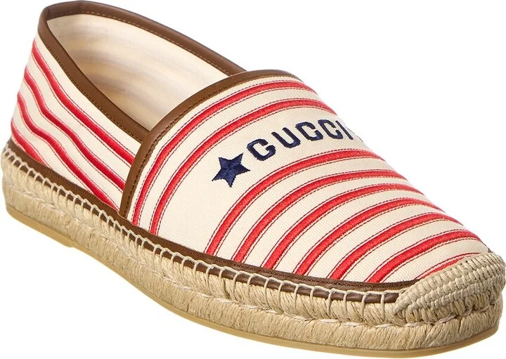 Gucci Embroidered Canvas & Leather Espadrille
