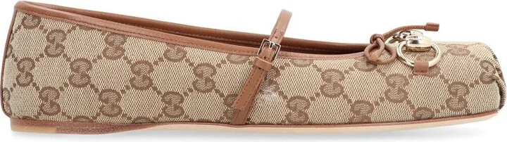 Gucci Fabric Ballet Flats With Logo