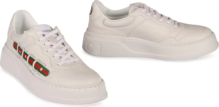 Gucci Faux Leather Low-Top Sneakers - Image 3