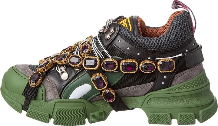 Gucci Flashtrek Leather & Mesh Sneaker - Image 2