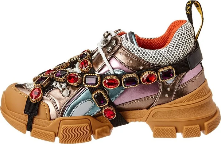 Gucci Flashtrek Leather & Mesh Sneaker - Image 2