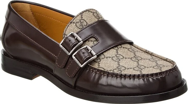 Gucci GG Buckle GG Supreme Canvas & Leather Loafer