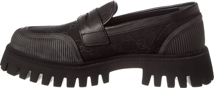 Gucci Gg Canvas & Leather Loafer - Image 2