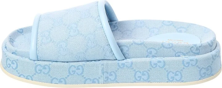 Gucci Gg Canvas & Leather Platform Slide - Image 2