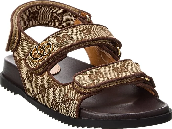 Gucci Gg Canvas & Leather Sandal