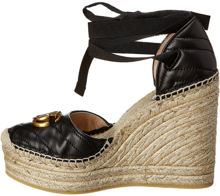 Gucci Gg Leather Platform Wedge Espadrille - Image 2