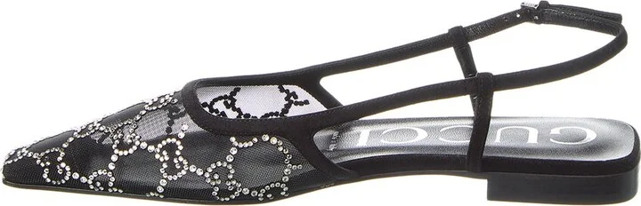 Gucci Gg Mesh & Suede Slingback Flat - Image 2