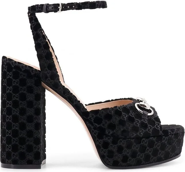 Gucci GG Monogram Wedge Sandals