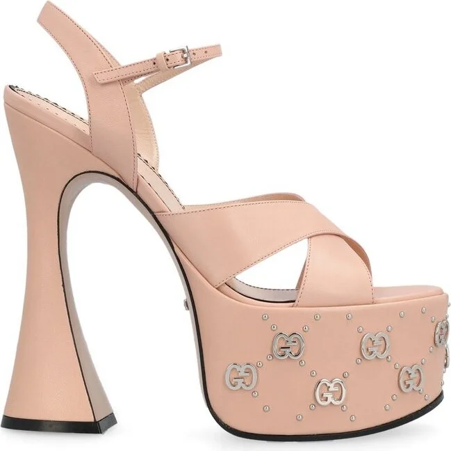 Gucci GG Stud Detailed High Sculpted Heel Sandals