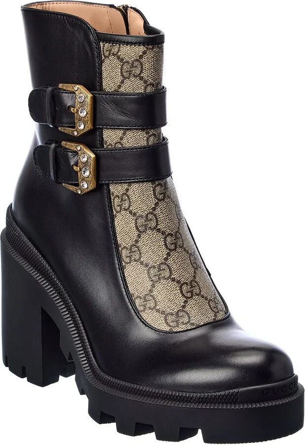 Gucci Gg Supreme Canvas & Leather Bootie