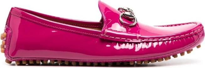 Gucci Glossy Finish Horsebit Slip-On Loafers